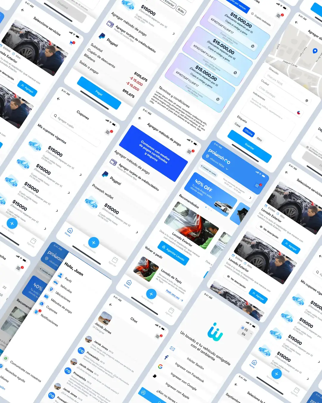 pantallas app lavado autos ui