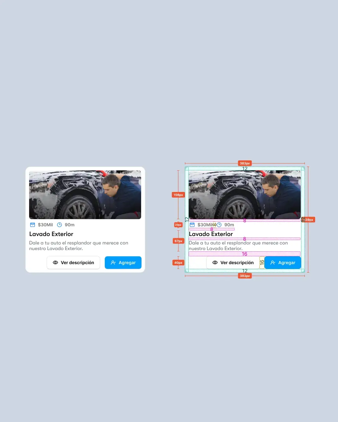 tarjeta servicio lavado exterior